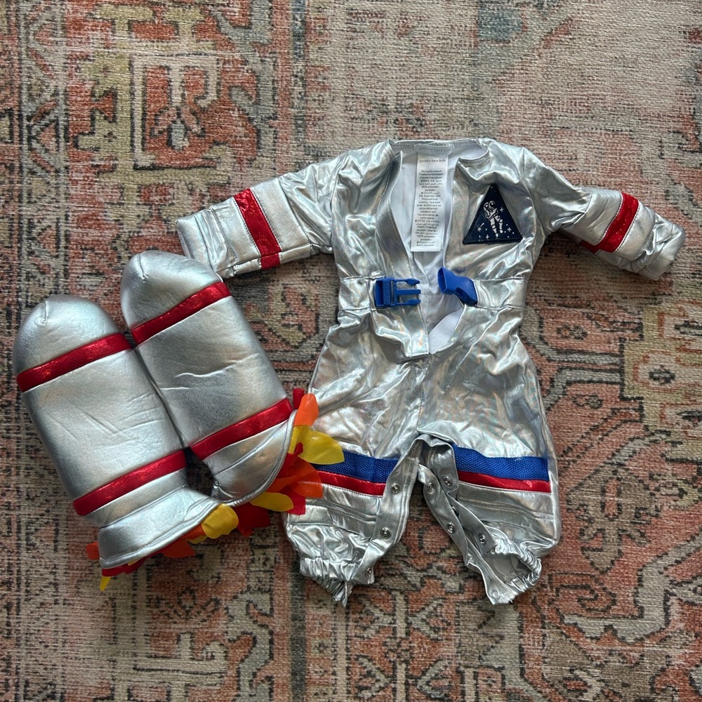 Pottery Barn Kids Metallic Silver Space Suit with Blue Details